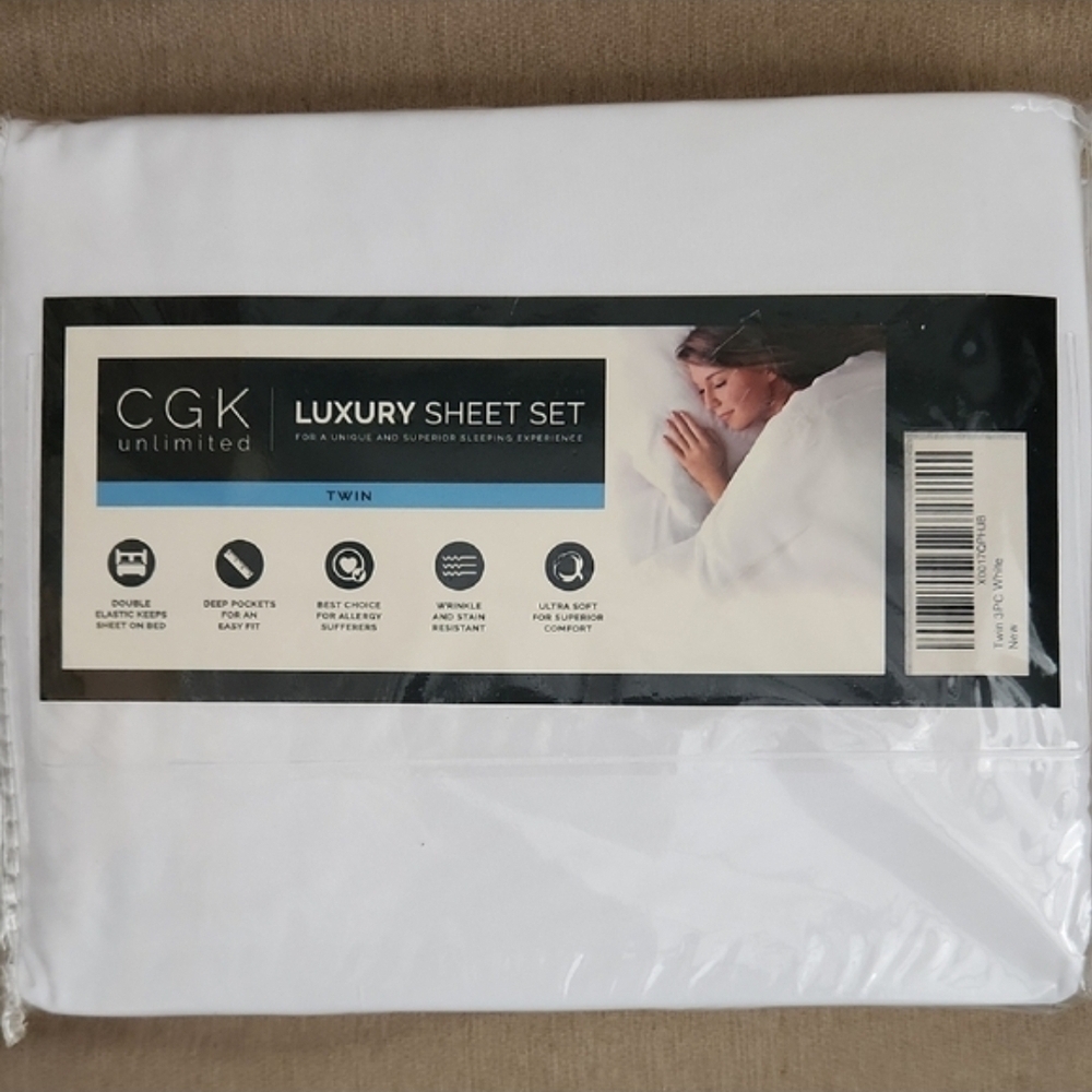 CGK Luxury White Sheet Set - Twin